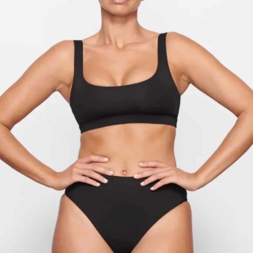 Skims Swim Mid-Waist Bottoms Onyx Black Size 3X NWT